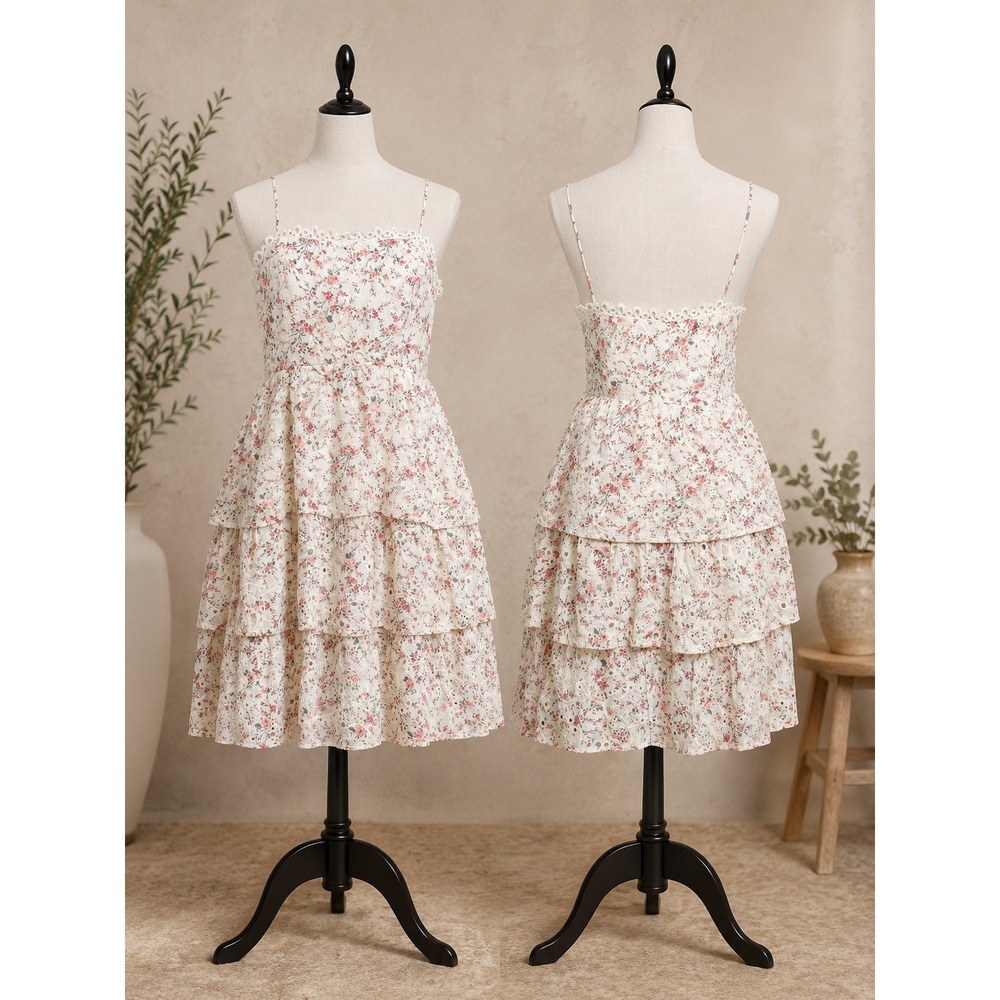 Altar'd State‎ Floral Eyelet Mini Dress L Cottagecore Coquette